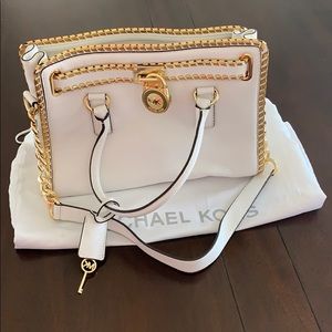 White Michael Kors leather hand bag